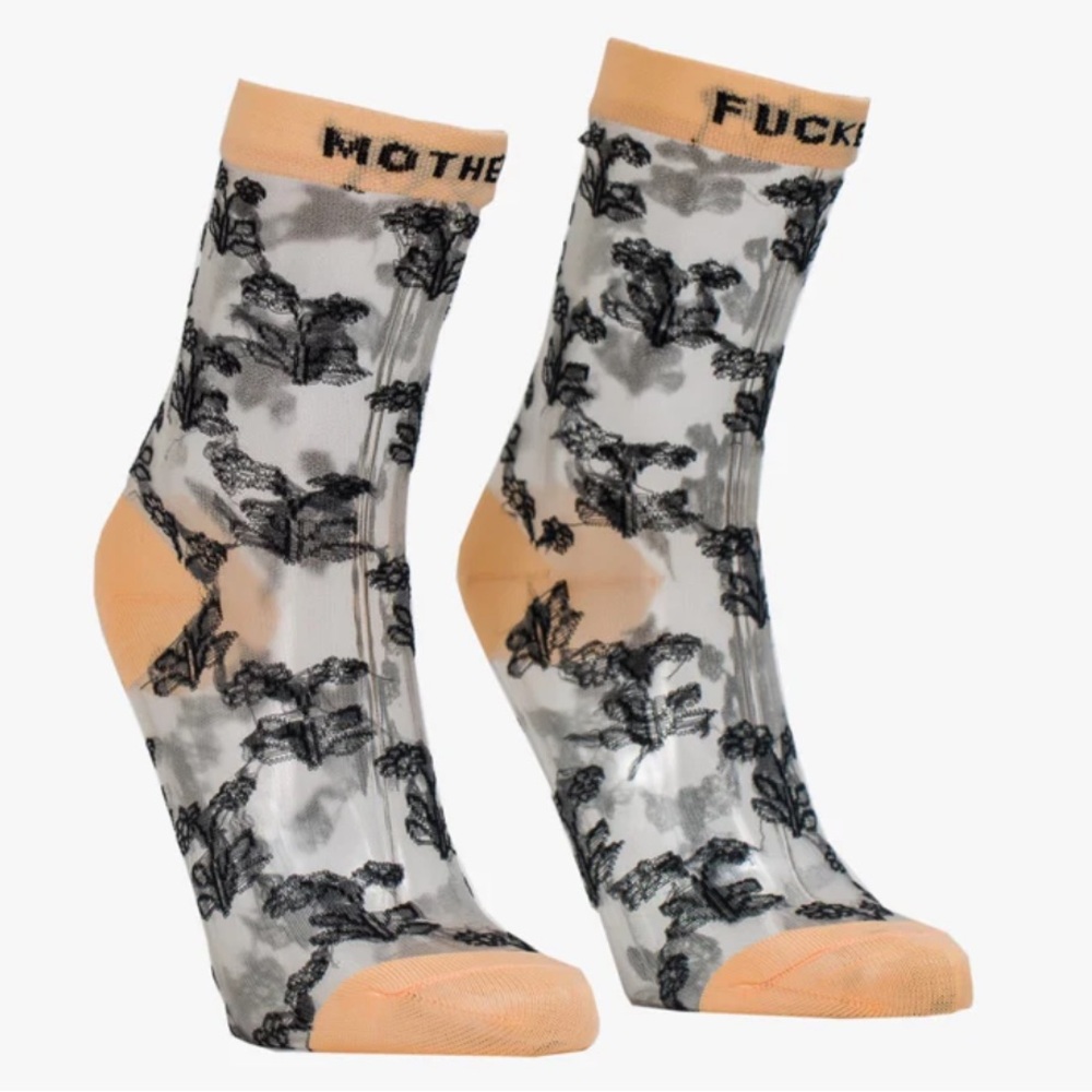 MOTHER SOCKS SHEER BUDE THE STEP UP FLORAL CREW OS